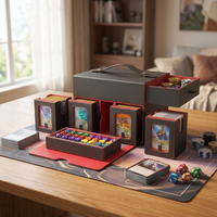 Étui de transport premium pour grandes cartes, 4 boîtes modulaires avec 2 plateaux à dés, en cuir PU imperméable, pour jeux de cartes à collectionner, cadeau