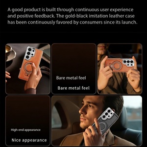 Funda Magnética de Cuero PU con Electrochapado para Samsung S26 S23 S24 Ultra S25 Plus, con Anillo Metálico y Protección Antigolpes - Product Image 6