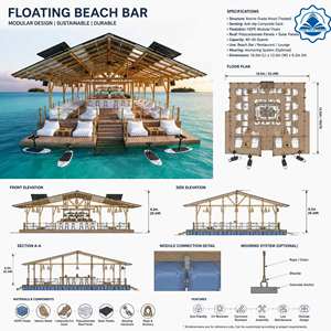 Île flottante de luxe, ponton modulaire, quai flottant, plateforme aquatique, <span class=keywords><strong>marina</strong></span> flottante pour fête sur la plage en mer - Product Image 2