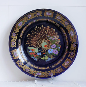 Plat de Service Paon Antique 2025, <span class=keywords><strong>Assiette</strong></span> Japonaise Marocaine Taous, Plateau en Porcelaine Cobalt, Décoration Bohème - Product Image 2