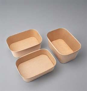 Tazón rectangular de ensalada de kraft para llevar, desechable, de calidad alimentaria, con impresión de logotipo personalizado al por mayor - Product Image 1