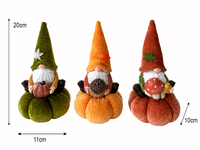 Ensemble de 3 décorations de gnomes d'automne, figurines de gnomes en peluche en forme de citrouille, faites à la main, pour Thanksgiving, la récolte d'automne, Noël, décoration de table, décoration de la maison