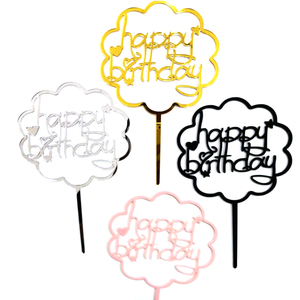 Nuovo moda buon compleanno acrilico Cake Topper <span class=keywords><strong>per</strong></span> la decorazione del partito, stampa floreale buon compleanno acrilico Cake Topper - Product Image 1