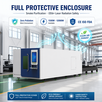 Découpeuse laser à fibre CNC à couvercle intégral avec table d'échange pour la découpe pendant le chargement et le déchargement, conforme aux normes de sécurité strictes du marché