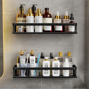 Étagère de Salle de Bain Sans Perçage en Aluminium, Organisateur Mural pour Toilettes - Product Image 2