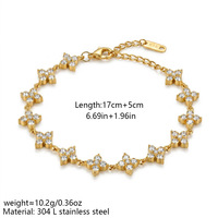 Bracelet et collier en acier titane entièrement pavé de zircons, style fleur, pour femme, polyvalent pour le quotidien et les trajets domicile-travail