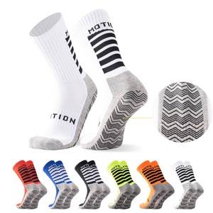 Cross-Border Youth Football <b>Socks</b> Non-Slip Silicone Grip MID/<b>Long</b> Cut Terry Cushion Stripe Design Breathable Summer Customized - Product Image 1