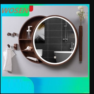 Armadietto a Specchio LED Rotondo per <span class=keywords><strong>Bagno</strong></span> con Ante Scorrevoli e Vano Portaoggetti, Vendita Diretta dalla Fabbrica per Ordini all'Ingrosso per Hotel e Progetti - Product Image 2