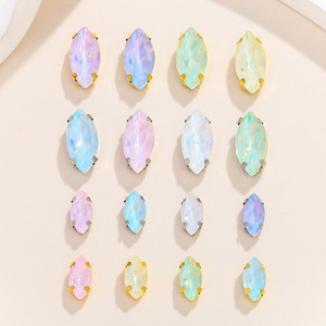 Cristales de vidrio tipo marquesa con orificio para joyería DIY y accesorios de ropa, engaste de 4 puntas, opciones multicolor. - Product Image 1