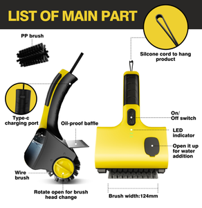 Réservoir d'<span class=keywords><strong>eau</strong></span> de brosse de barbecue électrique IPX7 2in1, bouton de pulvérisation deux têtes de brosse nettoyage efficace des grilles de barbecue - Product Image 3