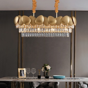 Hotel escalera restaurante comedor sala de estar lámpara Rectangular larga de lujo araña de cristal dorado lámpara colgante - Product Image 3