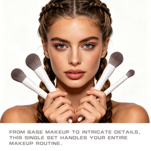 Ensemble de 6 <span class=keywords><strong>pinceaux</strong></span> de maquillage à étiquette privée, poils synthétiques doux avec manches en bois blanc, OEM ODM, <span class=keywords><strong>pinceaux</strong></span> cosmétiques professionnels - Product Image 2