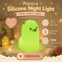 Veilleuse Alpaga pour Bébé, Mini Lampe Chauffante Animale, Rechargeable USB, à Intensité Variable, Changeant de Couleur, pour Chambre à Coucher