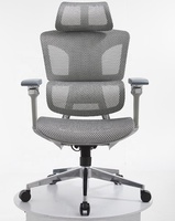 Chaise de bureau ergonomique avec accoudoirs réglables dans 6 directions, soutien lombaire, appui-tête réglable, dossier haut, fonction d'inclinaison, conforme à la norme EN-1335