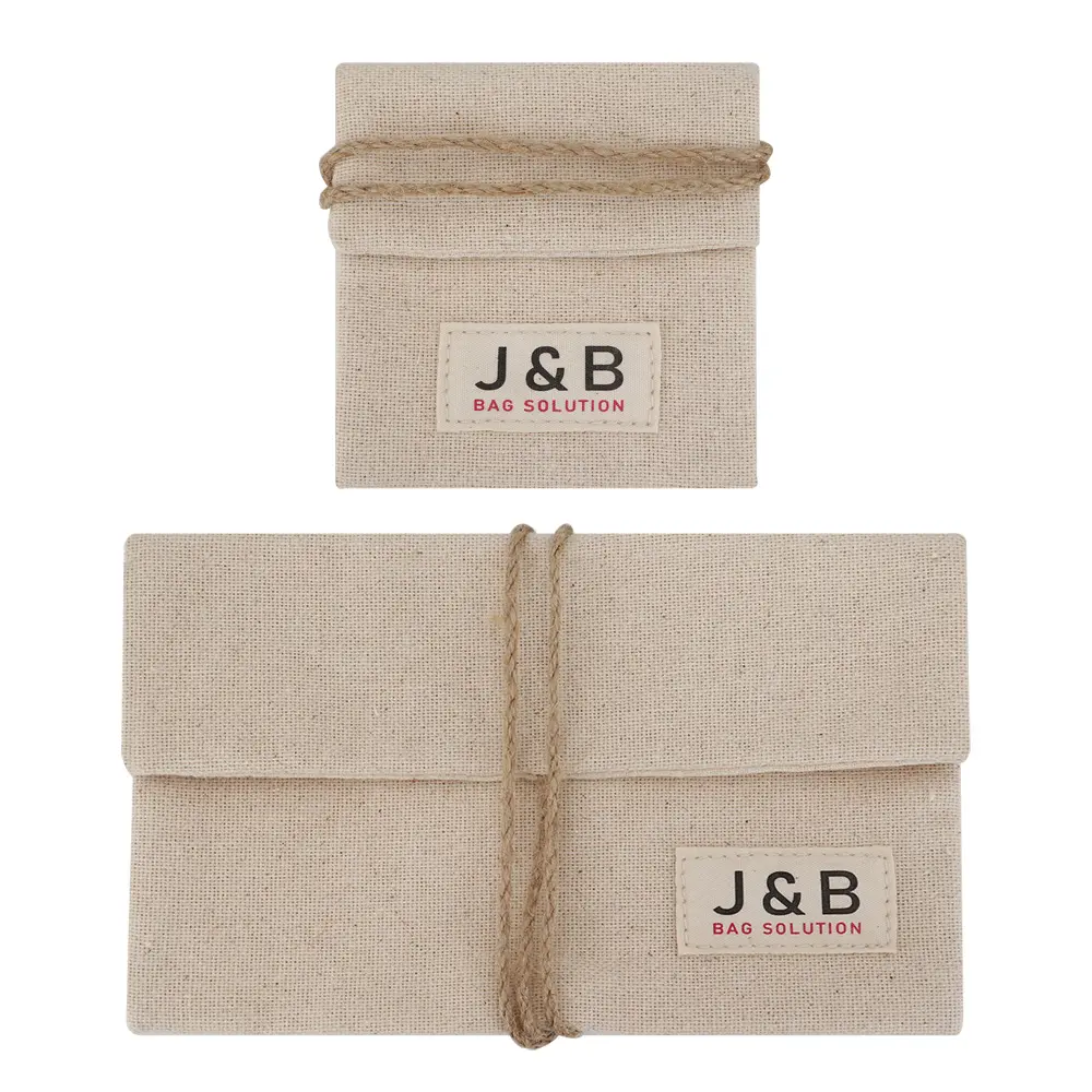 100% Natural Linen Material Envelope Pouch With Jute String Eco Friendly Reusable Linen Flap Pouch Clutch Bag Toiletry Bag