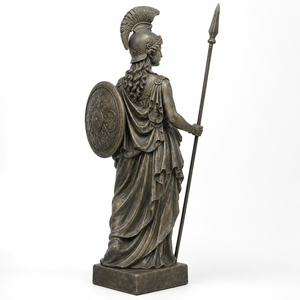 Sculpture personnalisée en résine de déesse guerrière en bronze, statue féminine classique avec lance et bouclier, résistante à la corrosion, pour décoration de jardin et de fêtes - Product Image 4