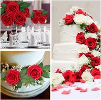 25 Pièces Roses Artificielles en Mousse Meilleures Ventes avec Tige pour Décoration de Gâteaux, Roses en Mousse de Soie en Gros