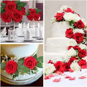 Hot Selling Artificial Foam Rose Flowers With Stem For Cake Decoration Silk Foam Rose Bulk