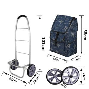 Chariot de courses léger 600D en tissu Oxford imprimé, chariot de Shopping sur 2 roues avec sac détachable <span class=keywords><strong>Shoppi</strong></span> - Product Image 5