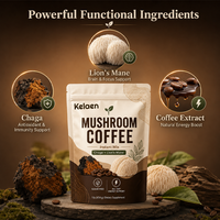 Poudre de café instantané aux champignons Chaga et Crinière de lion – Complément alimentaire doux pour adultes – Énergie et concentration équilibrées toute la journée