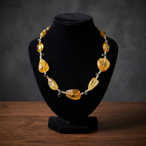 Collar de cuentas de citrino para mujer, piedra natural en forma de bola, estilo vintage, boda, plata 925, joyería chapada en plata - Product Image 3