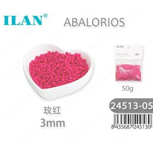 Perline Abalorios da 3 mm, colore rosso rosa, 50 g, per la creazione di gioielli - Product Image 1
