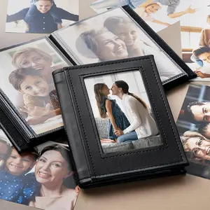 Familie Kinderen Plakboek Fotoboek Kerstcadeau Op Maat Bedrukt Mini Fotoalbum Lederen Bruiloft Met Zakken