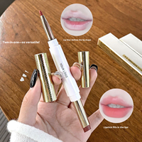Set de Delineador de Labios y Lápiz Labial de Doble Punta 2 en 1, Lápiz Labial Líquido Mate, Logotipo Personalizado, Brillo Labial Impermeable, Venta al Por Mayor