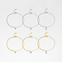 Pabrik FUAMAY Langsung, Gelang Rantai Paperclip Perak 925 Berlapis Emas 18K/Rhodium dengan Batu Solitaire Bulat/Pir/Oval/CZ, Grosir