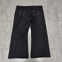 Pantalon en jean délavé personnalisé par le fabricant, coupe droite et ample, avec patchs, pour homme