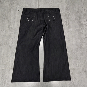 Manufacturer Custom Faded Wash Print Denim Pants Straight Baggy Denim Jeans Wash Patch Men Trousers - Product Image 2