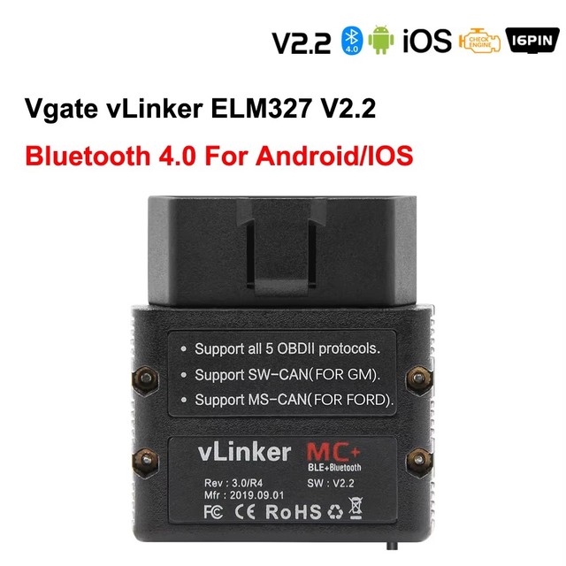 OBD2 Vgate VLinker MC+ Scanner Bluetooth 4.0 ELM327 V2.2 Wireless Car Diagnostic Tool for IOS Android Windows