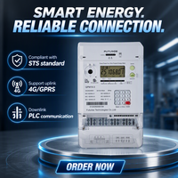 Medidor de Energía Prepago Inteligente Trifásico STS Estándar IP54 Clase 1.0 Precisión 100A 0-999.9kWh 4G/GPRS con Pantalla LCD de Modo Dual