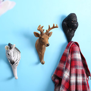 Master Gu Animal Head Wall <b>Hooks</b> Resin 3D Decorative Hangers For Home Door Novelty <b>Hooks</b> - Product Image 3