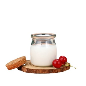 Food <b>Container</b> Yoghurt Milk Borosilicate <b>Glass</b> Pudding Jar Wholesale with Plastic Lid Silk Screen Printed Smooth Surface - Product Image 6