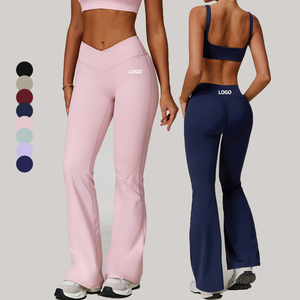 Eo cao của phụ nữ kẻ sọc bùng yoga quần Tùy Chỉnh chéo chiến lợi phẩm định hình tập luyện xà cạp Khỏa Thân cảm thấy linh hoạt cho chạy tập luyện - Product Image 1