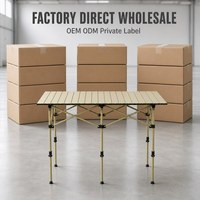 Table de camping pliante à hauteur réglable en acier au carbone, plateau large, structure en X, pour activités de plein air et cuisson - Vente en gros
