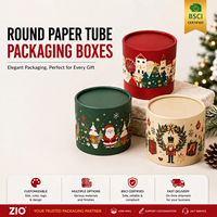 Kotak Kemasan Tabung Kertas Natal 2026, Kotak Hadiah Silinder untuk Lilin, Teh, Kue, Kosmetik