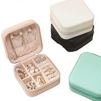 Mini boîte de rangement pour bijoux en cuir PU, étui de voyage à fermeture éclair, multi-compartiments, pour bagues, boucles d'oreilles, colliers, couleur personnalisée, fabrication en usine