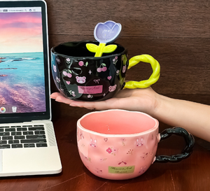 Taza de cerámica geométrica Unisex de lujo ecológica 400ml pintado <span class=keywords><strong>a</strong></span> mano relieve diseñador Original taza de desayuno regalo de cumpleaños Haoxuan - Product Image 2