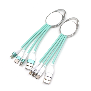 Câble de charge 3-en-1 promotionnel en gros, couleur macaron, avec porte-clés, cordon de charge TPE, Micro <span class=keywords><strong>USB</strong></span>, Type-C, accessoires pour smartphone - Product Image 4
