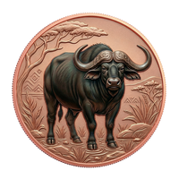 Pièce de monnaie en cuivre Buffle africain 1 oz 999 pur, imprimée couleur UV, haute relief 3D, Buffle de la Cap, Grande cinq faunes sauvages, pièce de monnaie en cuivre de collection