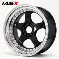 Jantes forgées IASX 2 pièces, 5 branches, centre bronze avec lèvre miroir, jantes en alliage JDM pour la course de dragster Honda Civic Nissan Toyota Supra