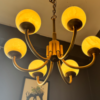 Lustre moderne en laiton et albâtre pour salle à manger, luminaire suspendu de luxe en verre et marbre, lustre moderne pour salle à manger