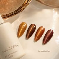 Suuseegel Coffret de vernis gel effet œil de chat Caramel Châtaigne 15ml avec 10 nuances brunes chaudes pour le nail art d'automne