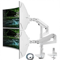 Support pour deux moniteurs robustes avec ports USB A/C, pour moniteurs de 17 à 49 pouces, réglable en hauteur, bras long, écran extra large, VESA