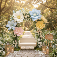 Fleur artificielle en papier crépon style printemps avec support, faite à la main, géante, en forme de coquelicot, pour décoration extérieure de mariage