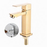 2025 moderne mitigeur carré or Chrome salle de bain robinet Zinc corps pont monté unique eau froide lavabo mélangeur cuisine