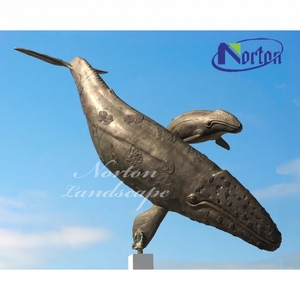 Escultura <span class=keywords><strong>de</strong></span> Jardín Personalizada para Exteriores, <span class=keywords><strong>Cuarteto</strong></span> <span class=keywords><strong>de</strong></span> Ballenas Espinadas <span class=keywords><strong>de</strong></span> Bronce Fundido, para Parques Urbanos - Product Image 5