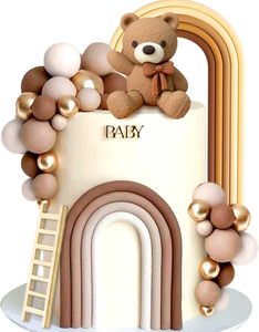 Set <span class=keywords><strong>de</strong></span> Decoración para Pastel <span class=keywords><strong>de</strong></span> Baby Shower con Osito <span class=keywords><strong>de</strong></span> Peluche, Arcoíris, Escalera <span class=keywords><strong>de</strong></span> Globos, Letras Doradas, Artículos para Fiesta <span class=keywords><strong>de</strong></span> Género Neutral - Product Image 3